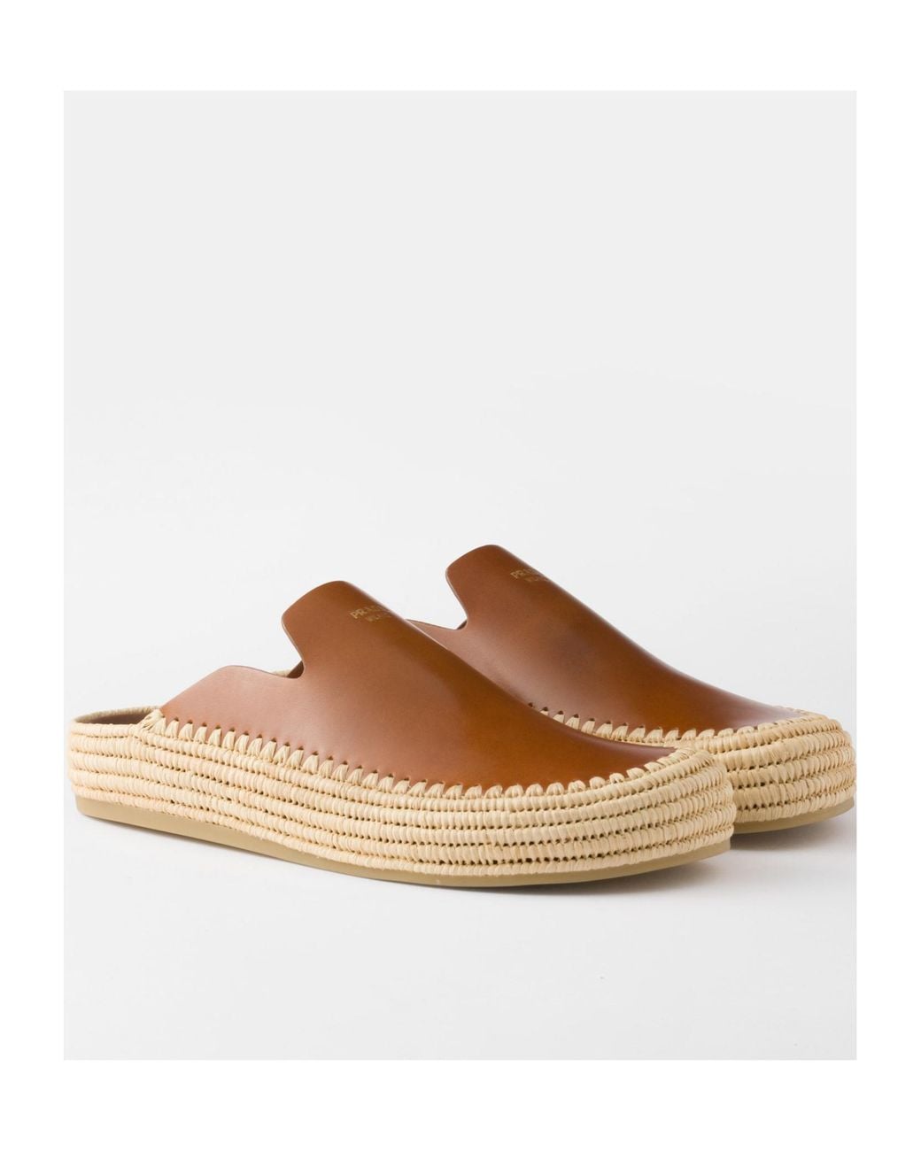 Prada Leather Mules in Brown for Men | Lyst