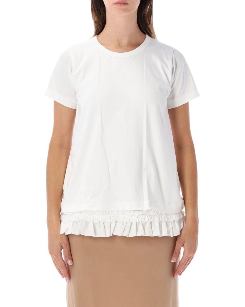 Comme des Garçons White Comme Des Garçons Girl Ruffled-Hem T-Shirt
