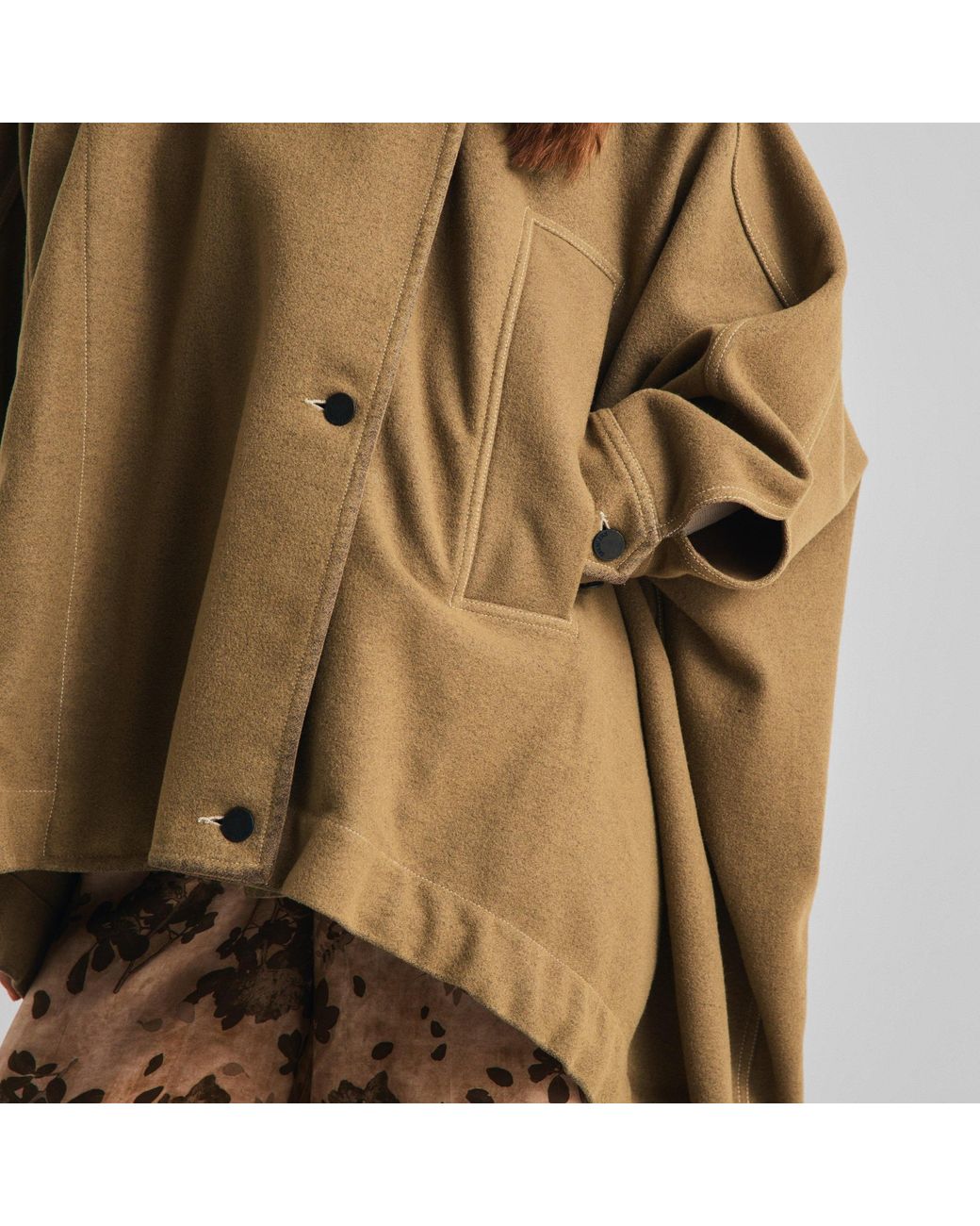 Uma Wang Green Lapel Irregular Long Coat