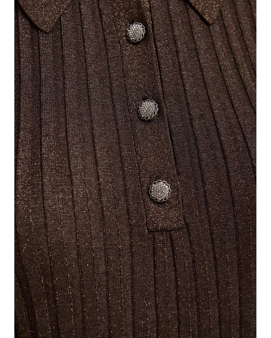 Essentiel Antwerp Brown Ribbed-Knit Polo Shirt