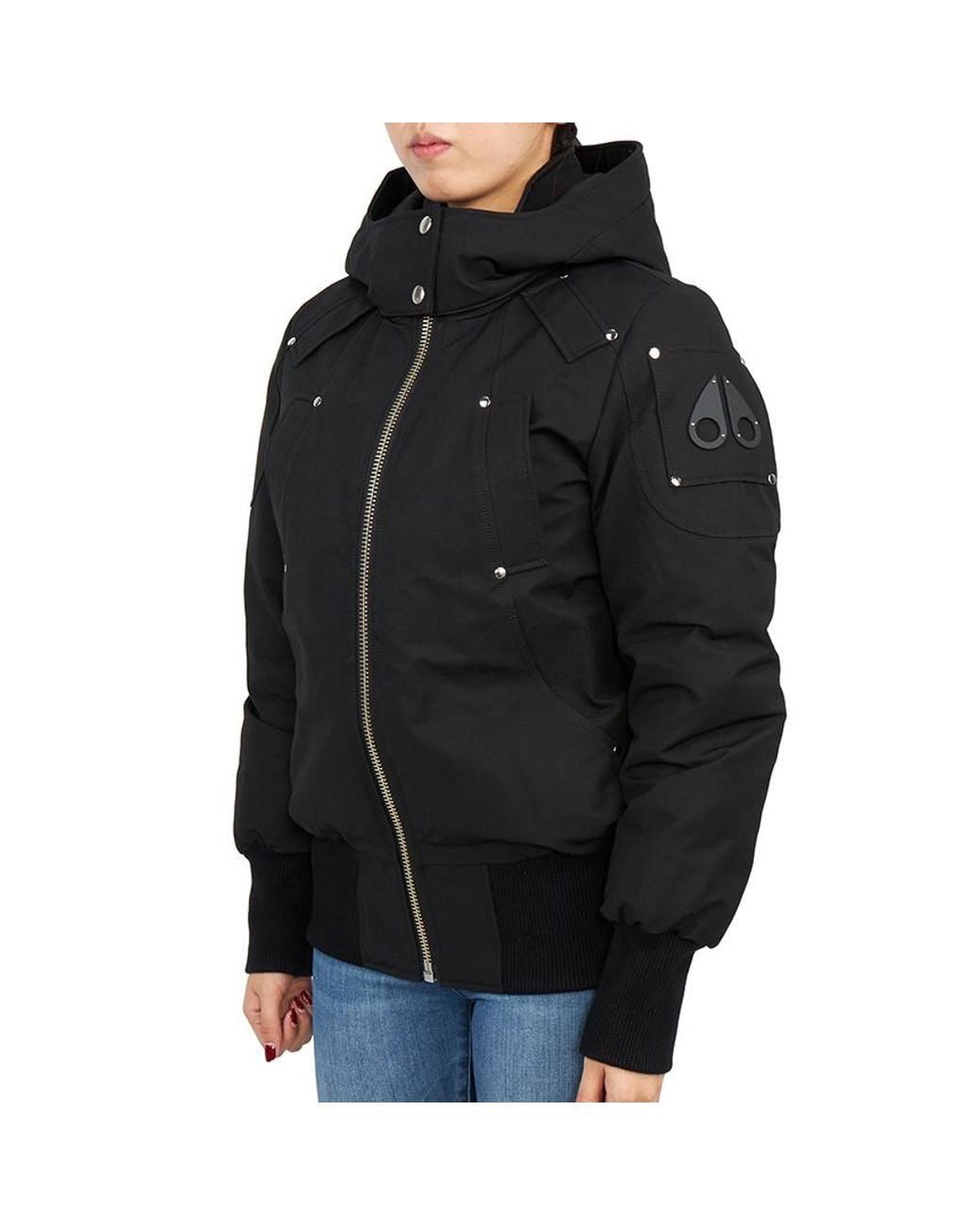 Moose Knuckles Black Zip-Up Hooded Jacket