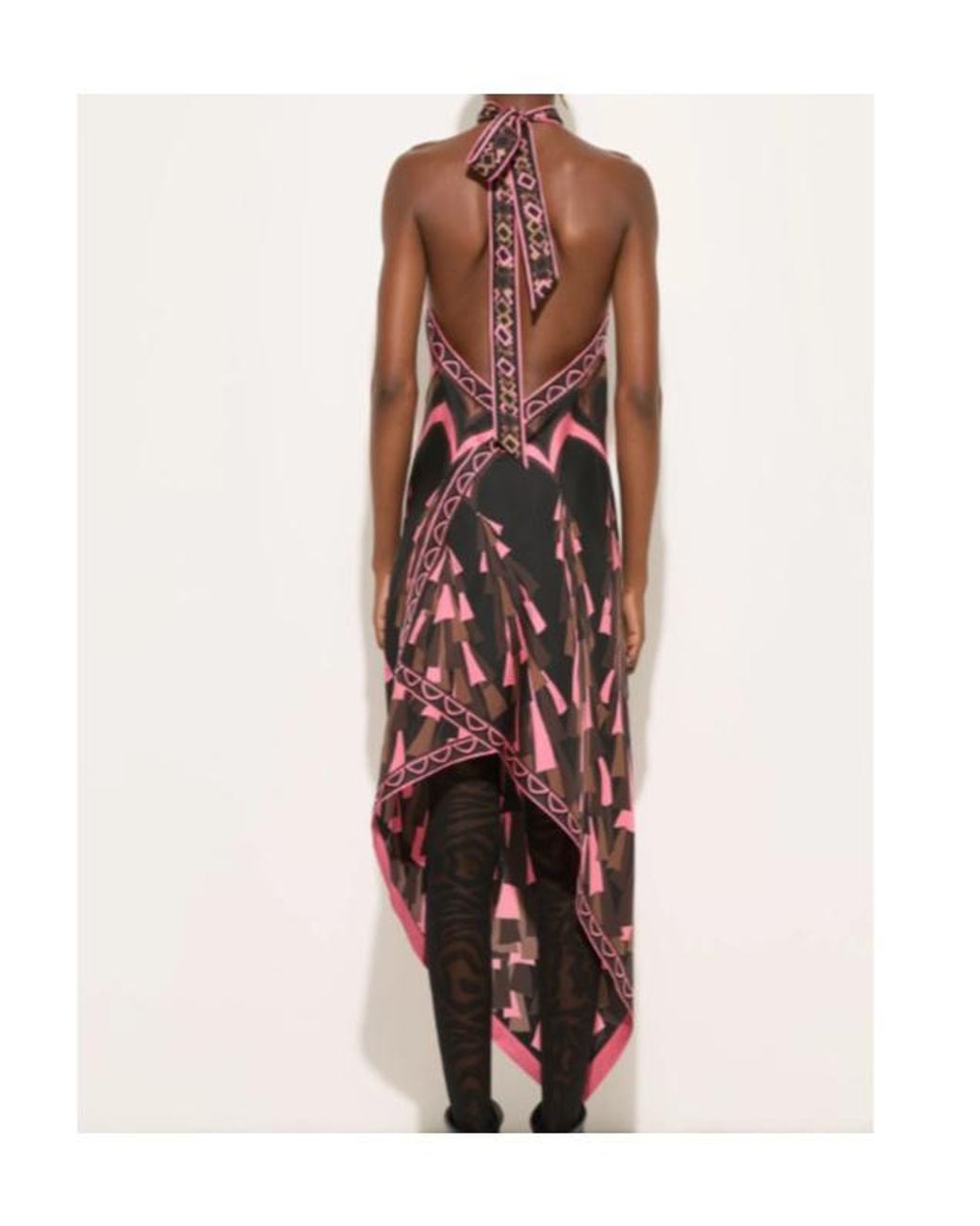 Emilio Pucci Red Baiadera Print Halterneck Silk Dress