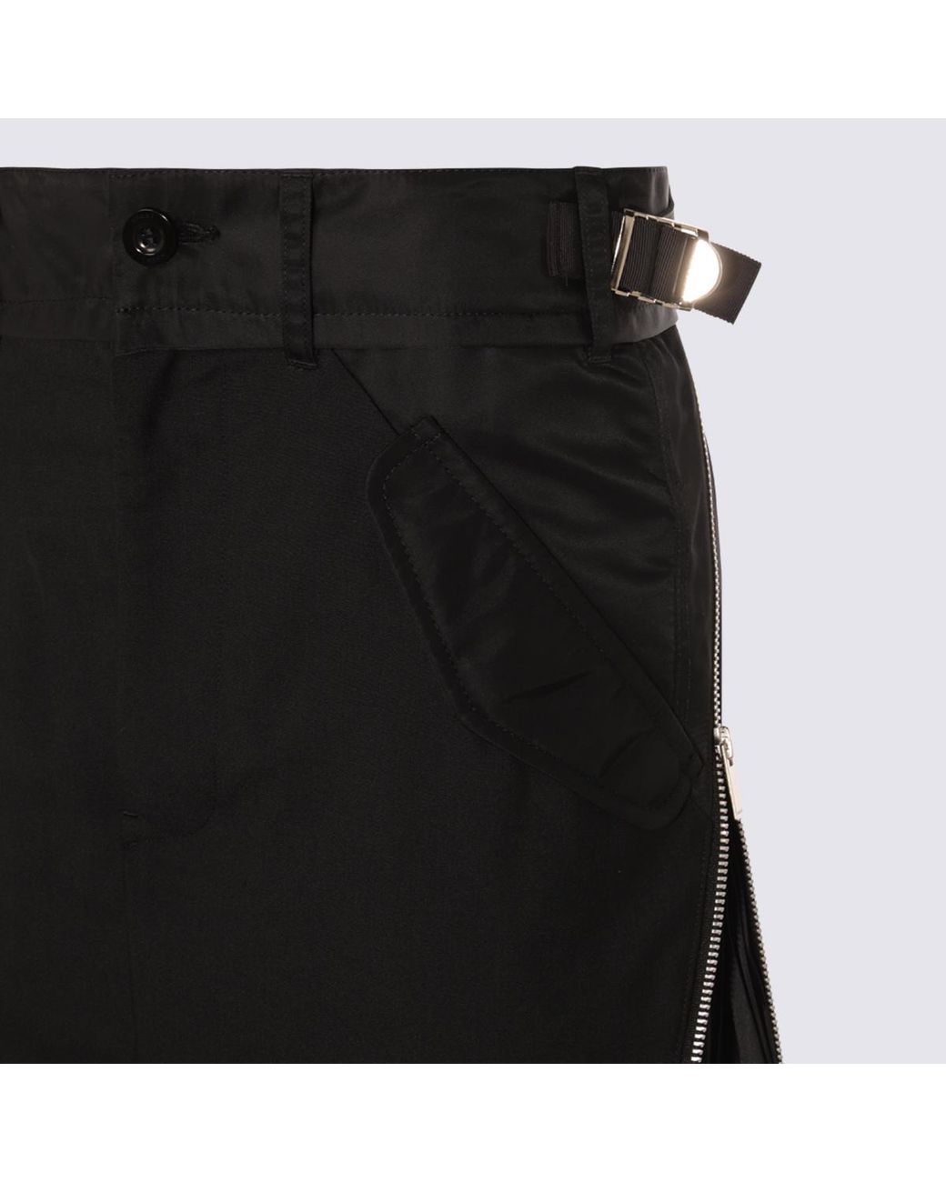 Sacai Black Zip Detailed Pleated Skirt