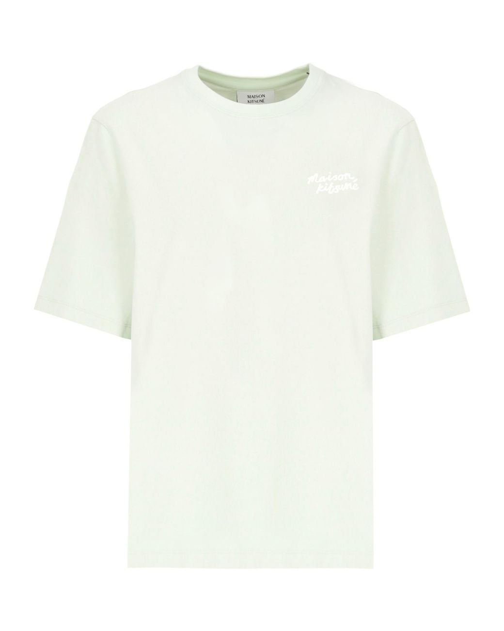 Maison Kitsuné White Maison Kitsuné Logo Embroidered Crewneck T-Shirt