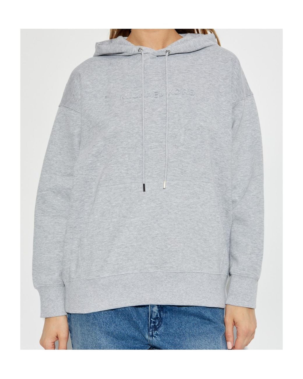 MICHAEL Michael Kors Gray Logo Embossed Drawstring Hoodie