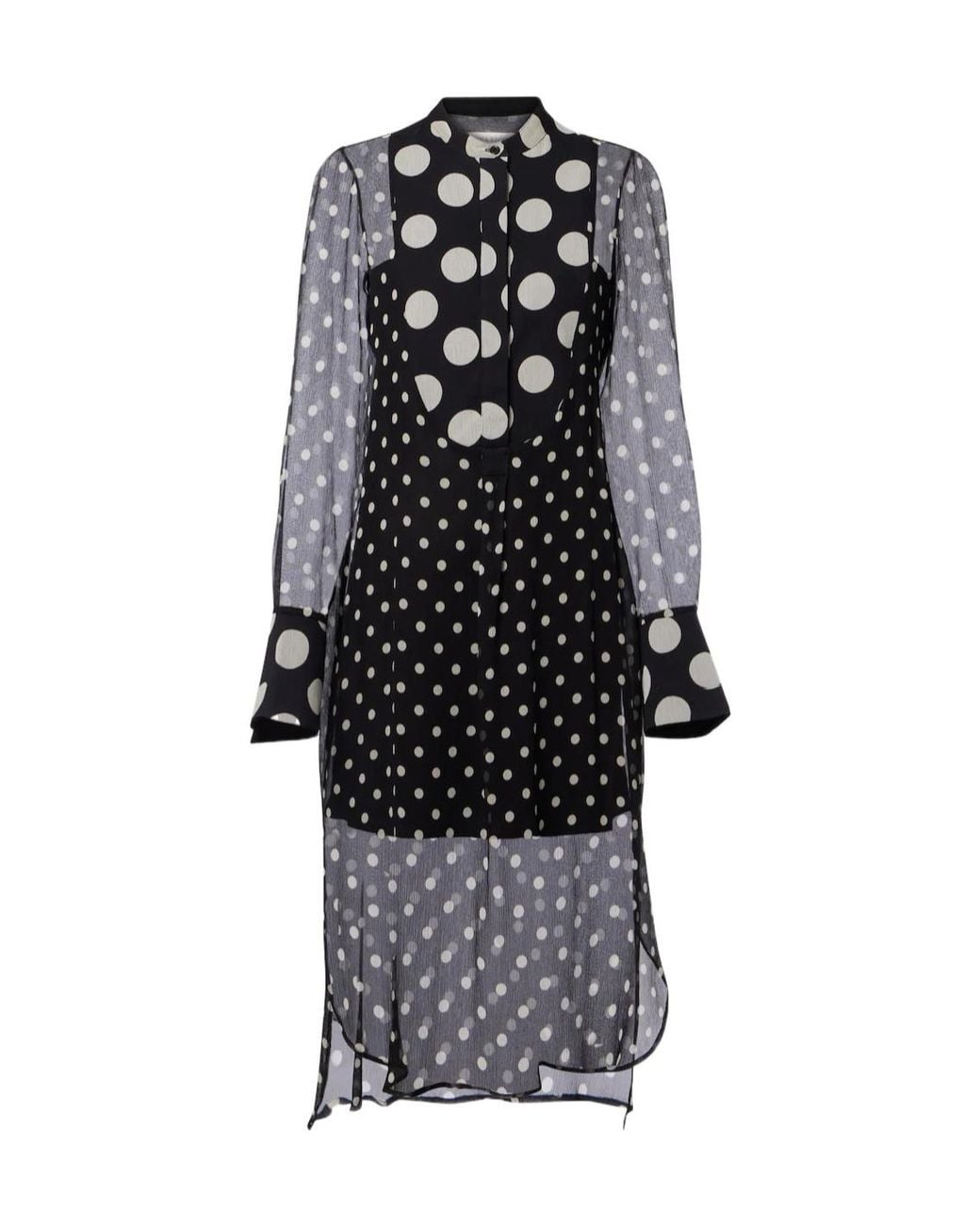 Nina Ricci Black Polka-Dot Semi-Sheer Dress