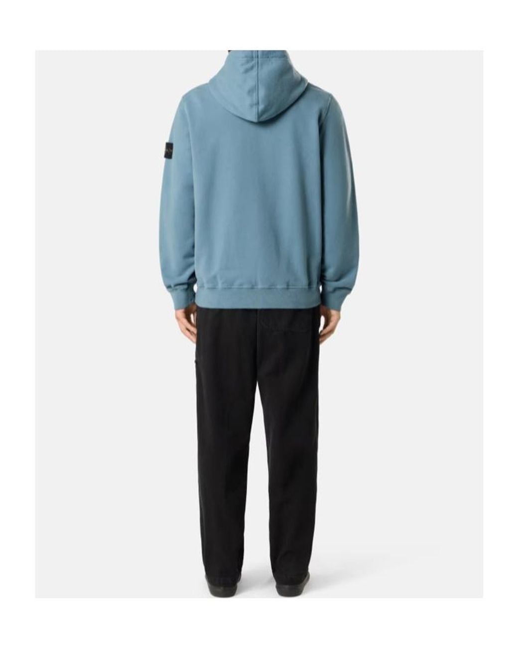 Stone Island Blue Logo Patch Zipped Hoodie for men