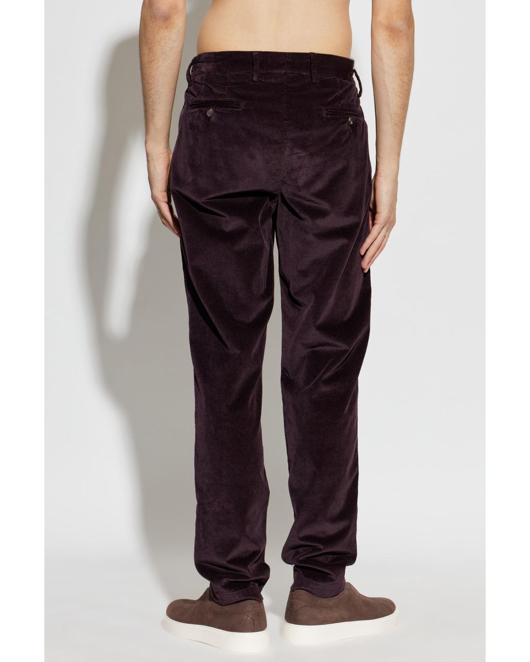 Eleventy Purple Pleated Corduroy Pants for men