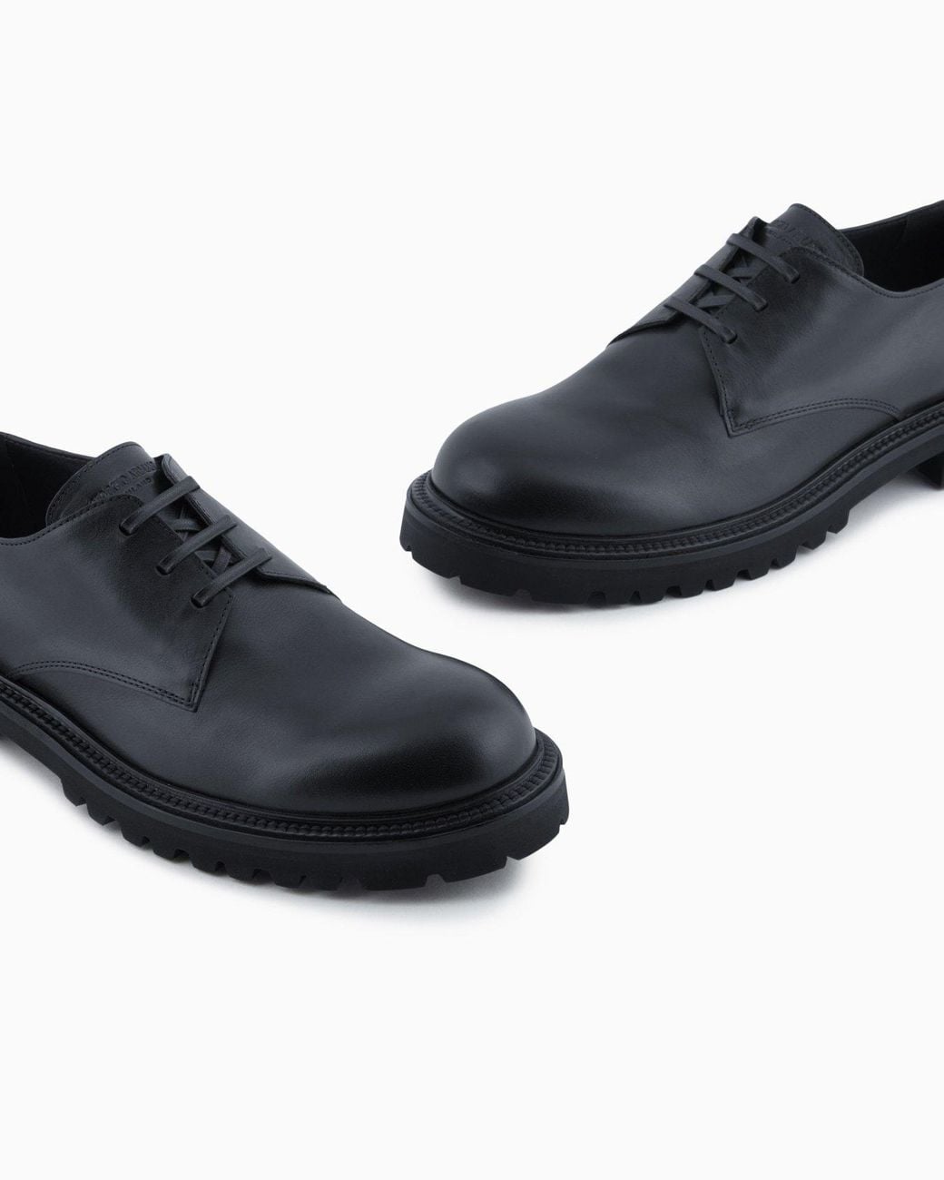 Giorgio Armani Black Logo Embossed Lace-Up Shoes for men