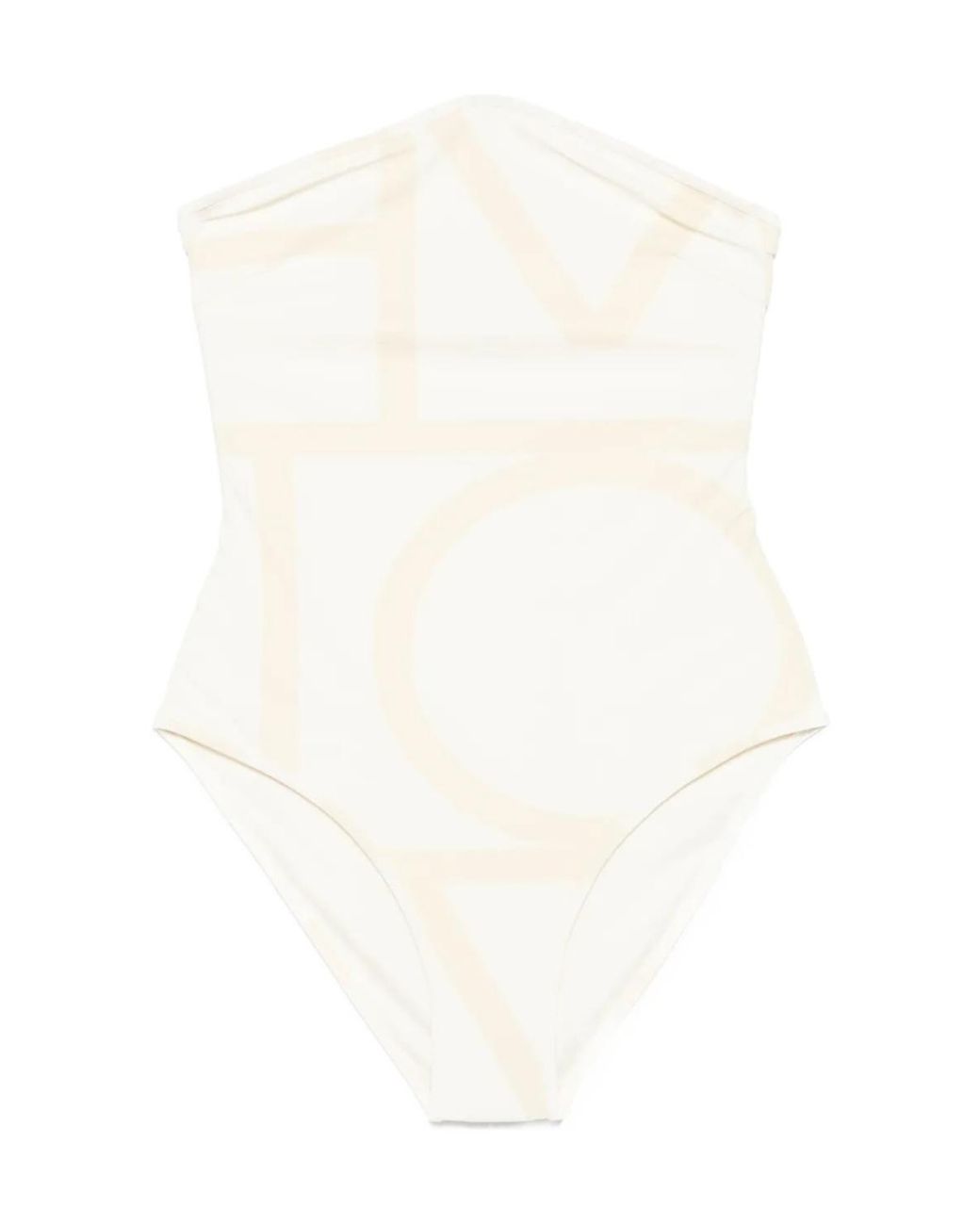 Totême White Totême Monogram Strapless Stretched Swimsuit