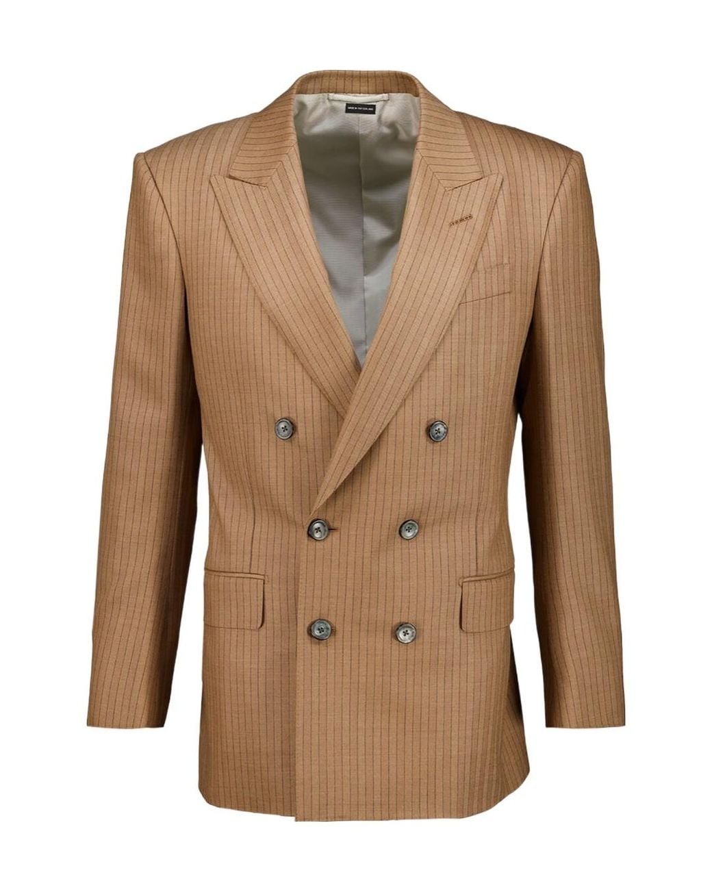 Tom Ford Brown Pinstriped Double-Breasted Blazer for men