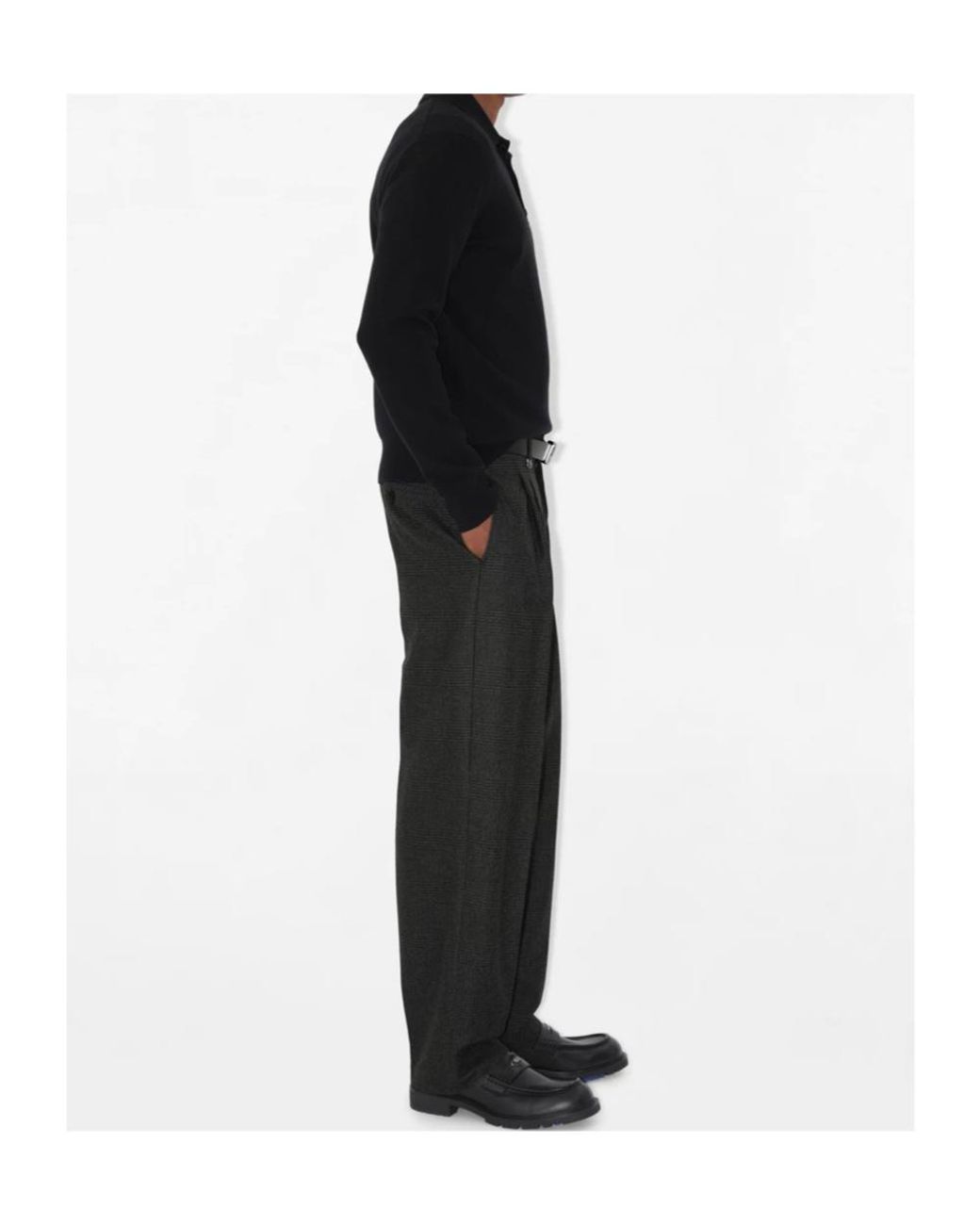 Burberry Black Ekd Embroidered Long-Sleeved Polo Shirt for men