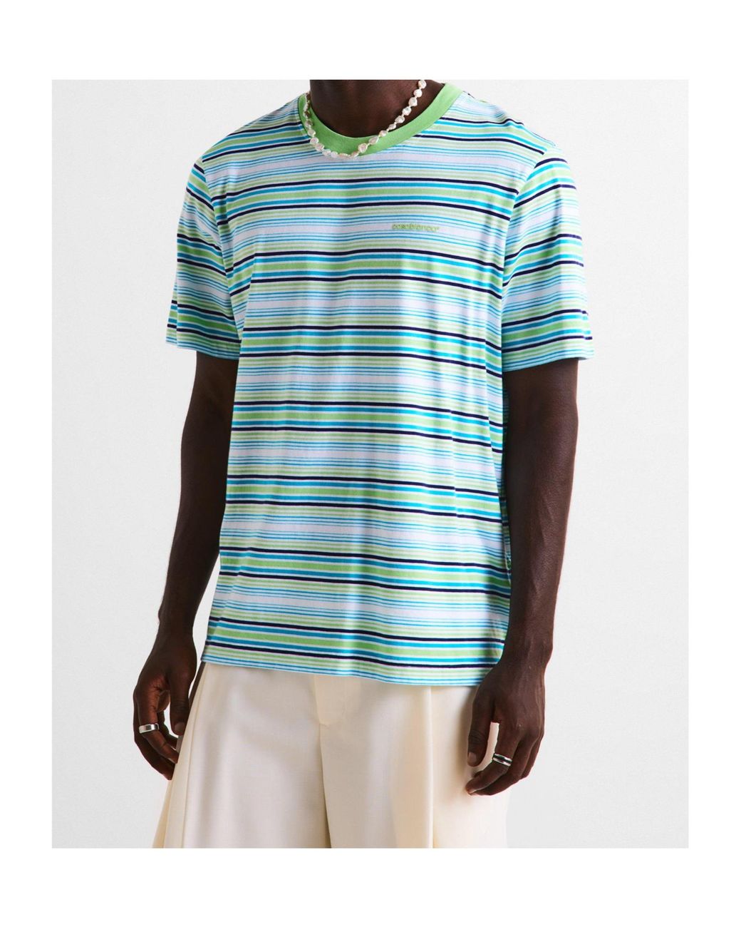 Casablanca Blue Casa Striped T-Shirt for men