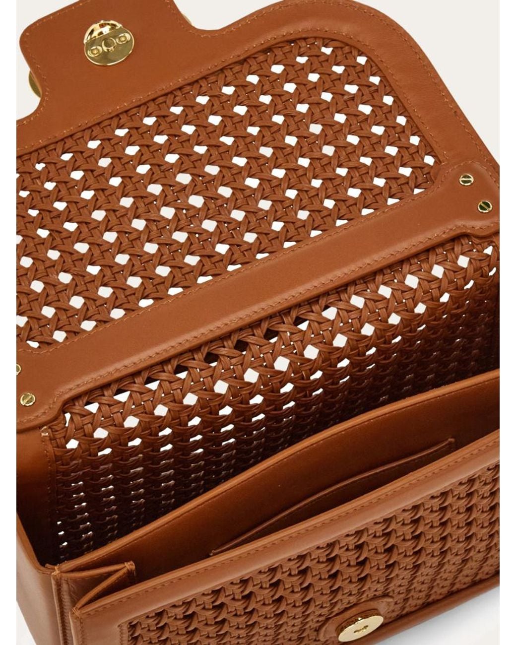 Ferragamo Brown Double Gancini North-South Crossbody Bag (Xs)