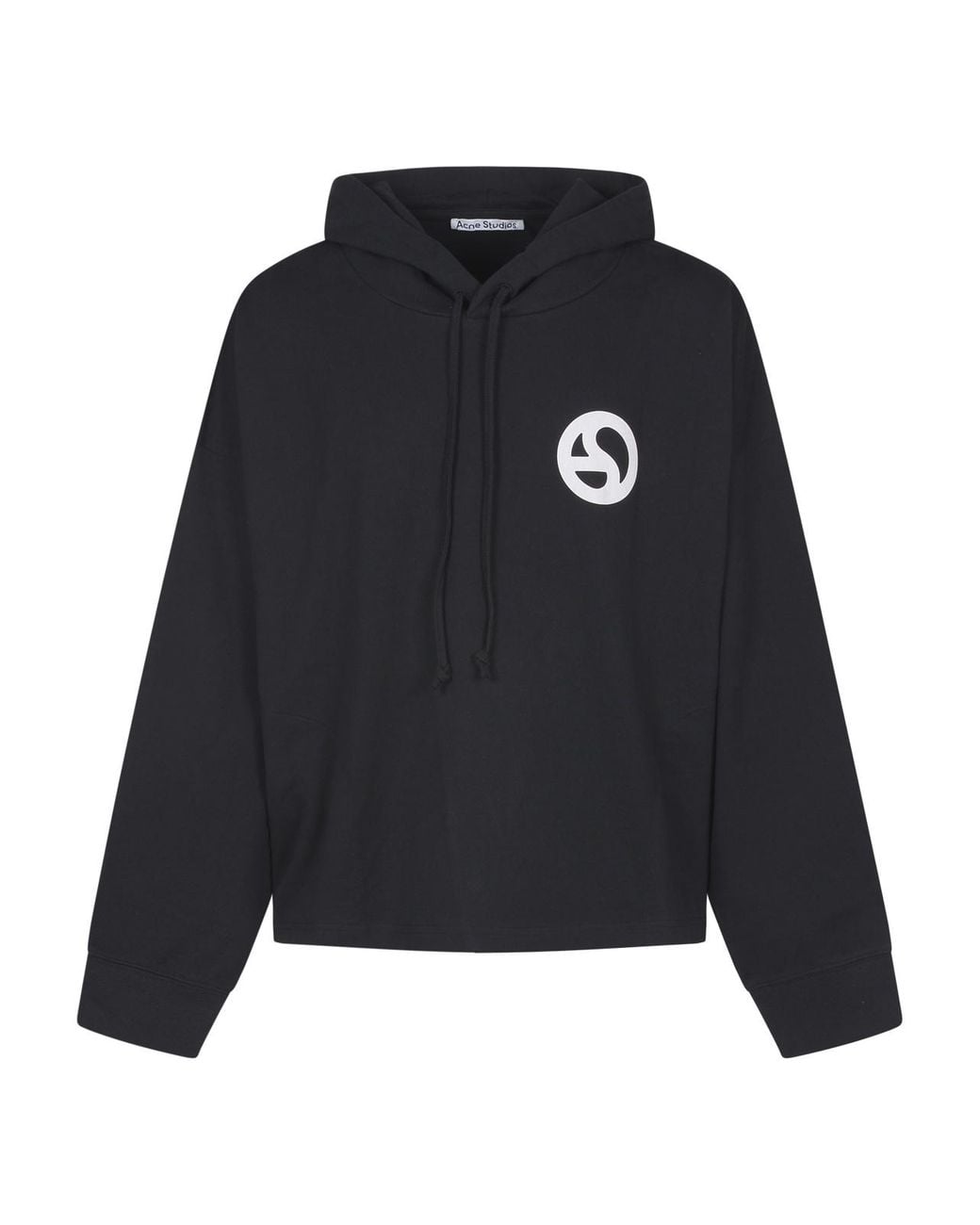Acne Black Logo Printed Drawstring Hoodie for men