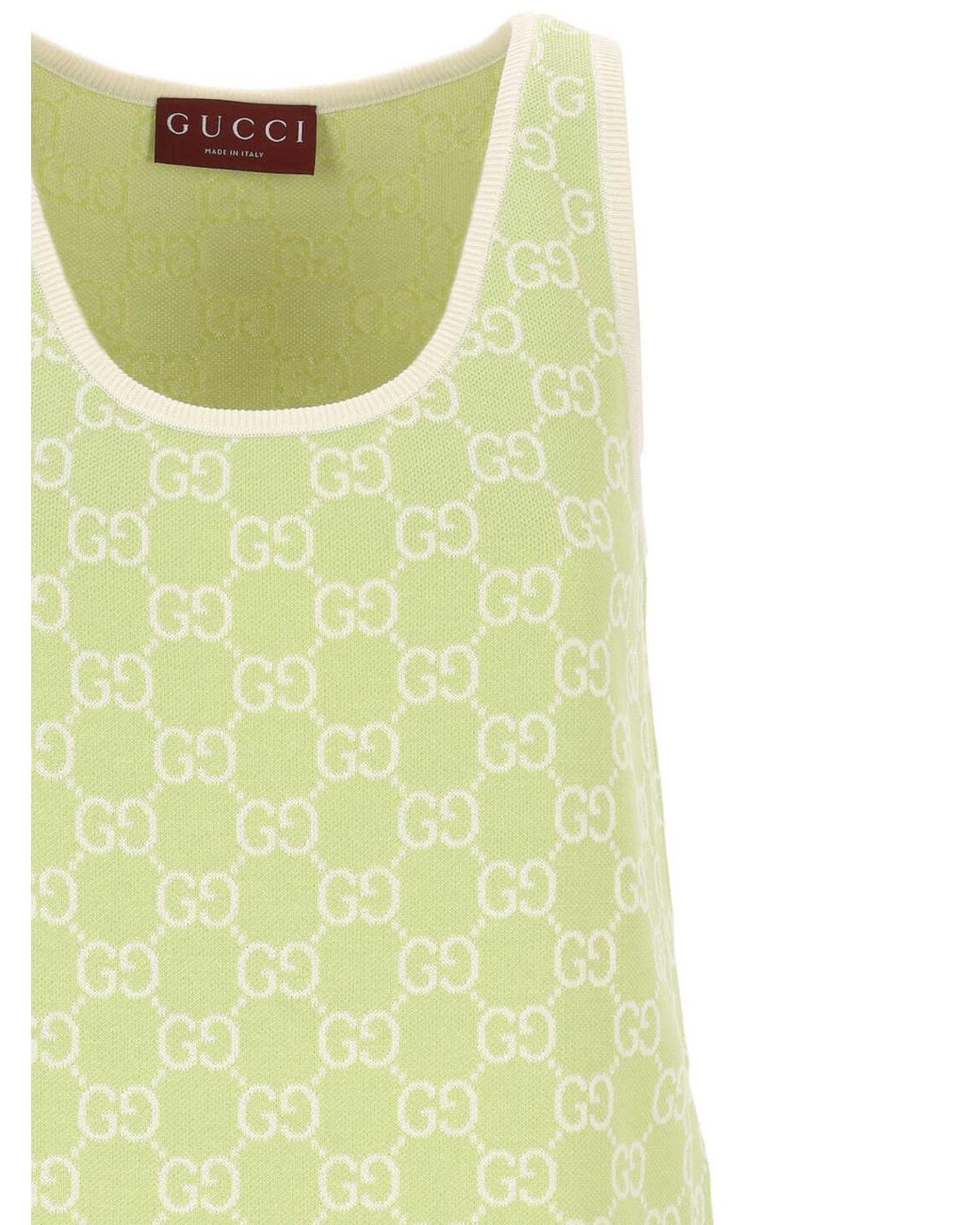 Gucci Green Monogrammed Intarsia Sleeveless Knit Dress