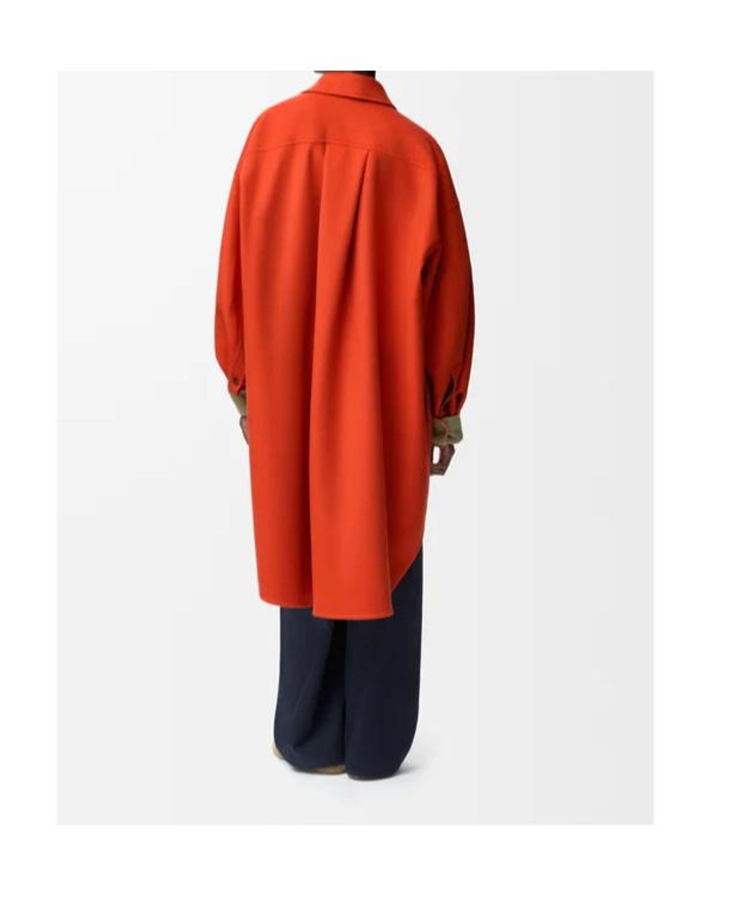 Loewe Orange Leather-Patch Button-Down Coat