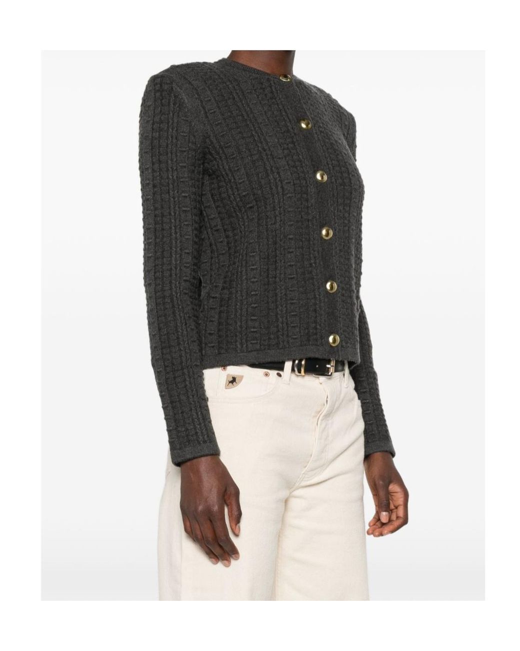 Twinset Black Button-Up Crewneck Jacket