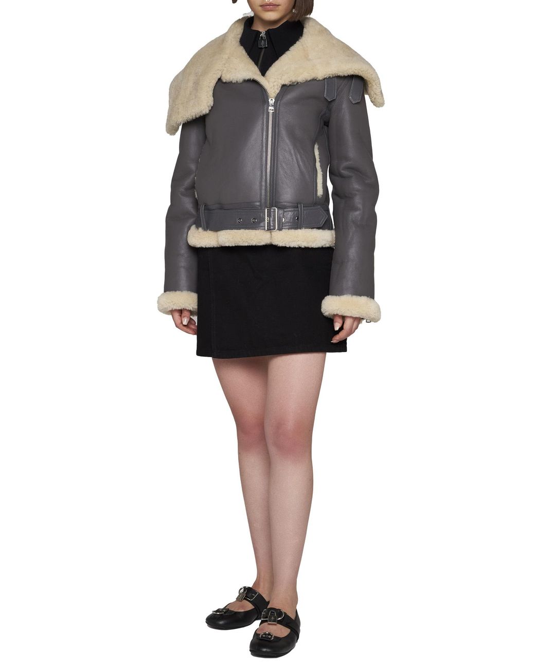 J.W. Anderson Black Jw Anderson Fleece-Collar Leather Jacket