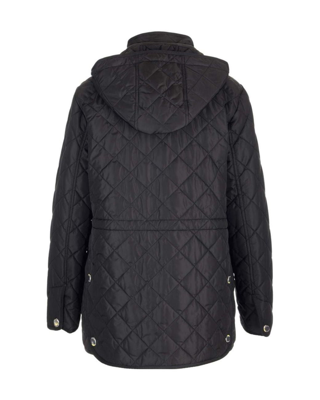 Burberry Black Diamond-Quilted Drawstring Waist Hooded Jacket