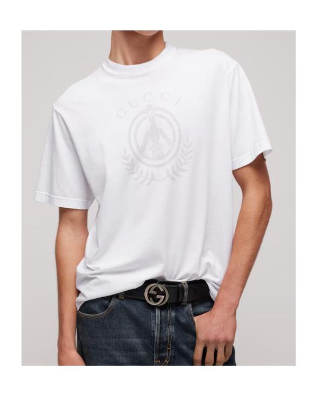 Gucci White Cotton Jersey T-Shirt With Print for men