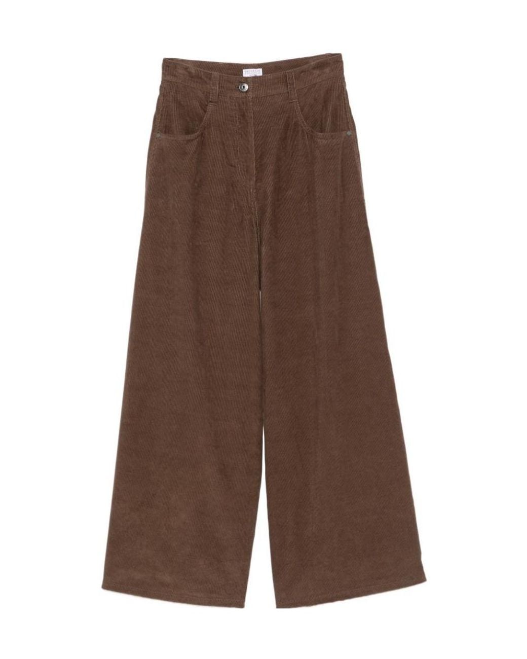 Brunello Cucinelli Brown Casual Trousers With Belt Loops