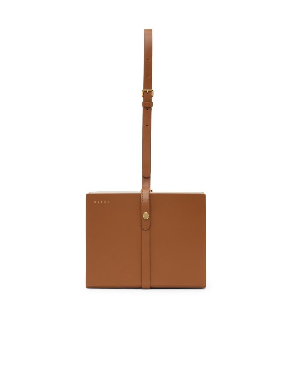 Marni Brown Calf Leather Strapped Clutch Bag