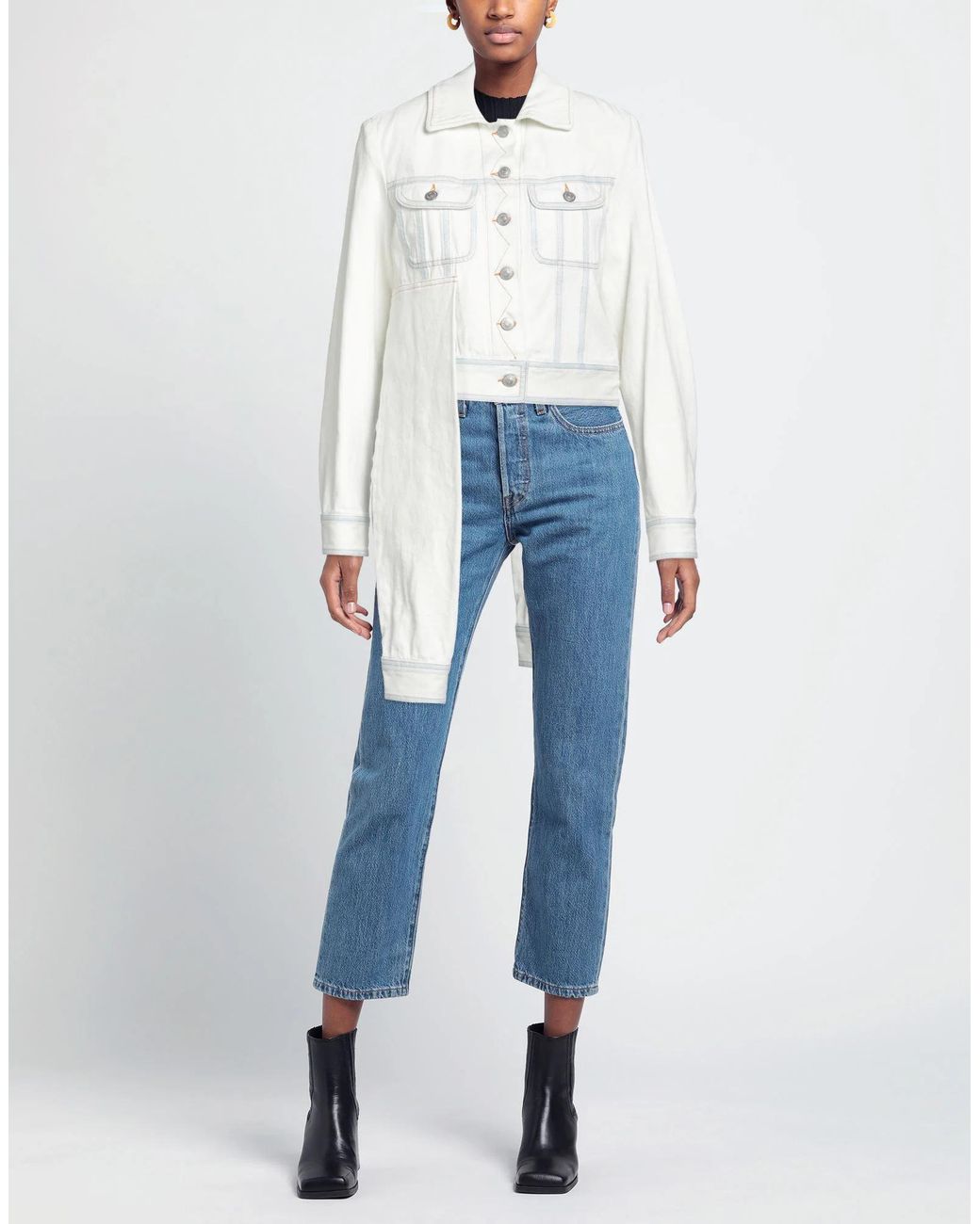 MM6 by Maison Margiela White Light Wash Denim Jacket