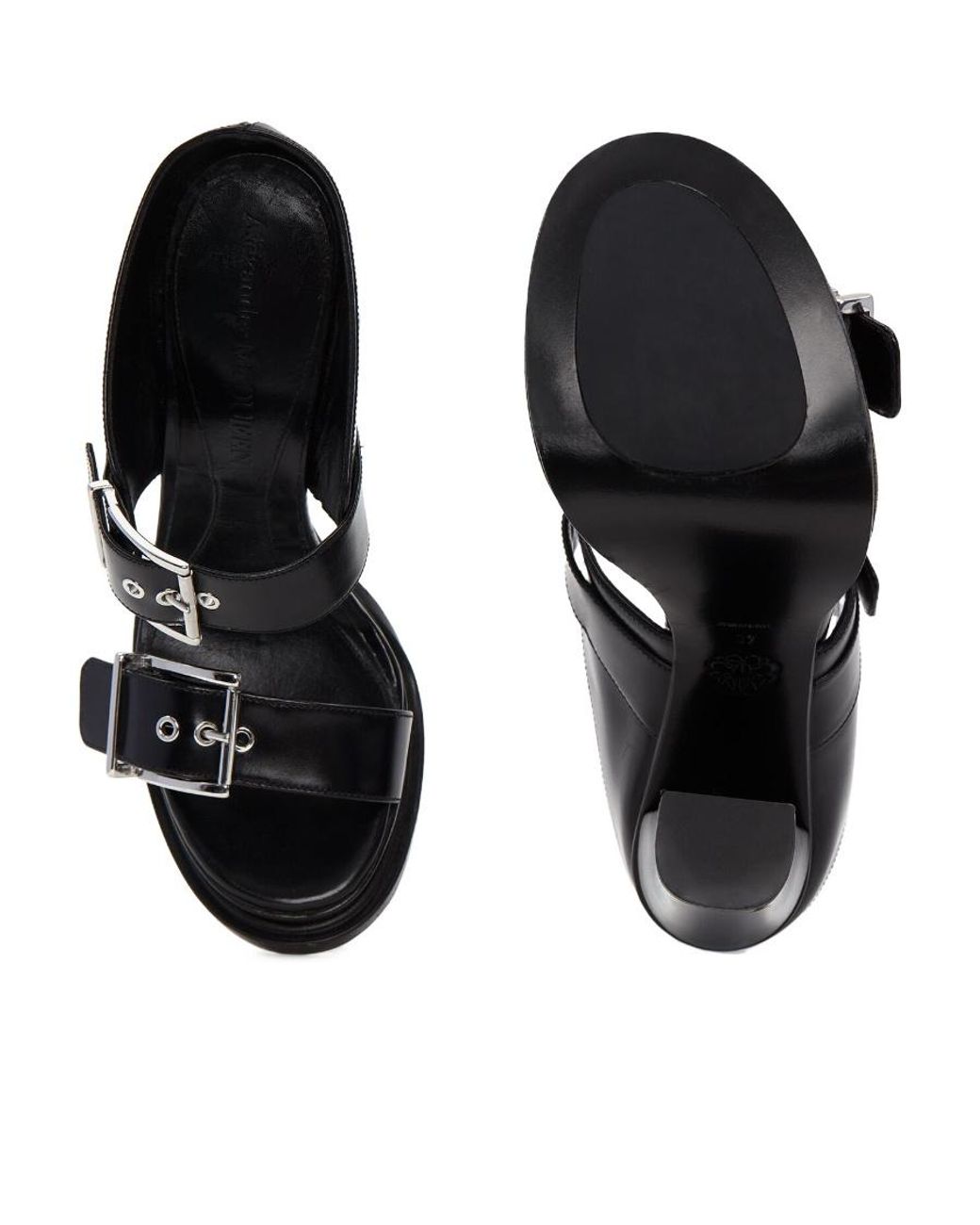 McQueen Black Slip-On Platform Sandals