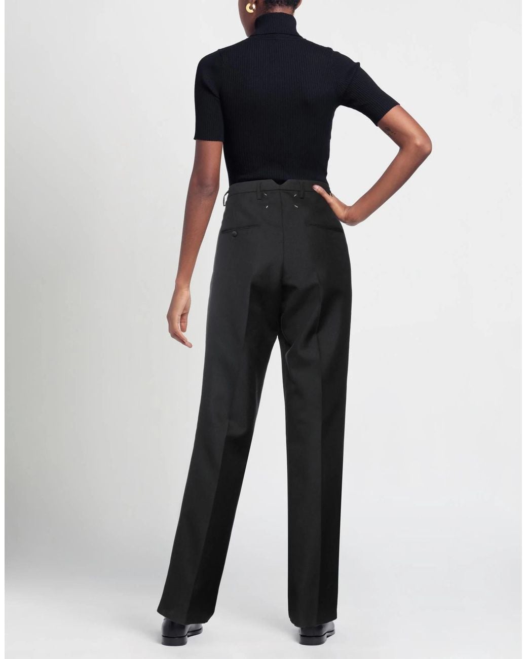 Maison Margiela Black Solid-Colored Satin Trousers