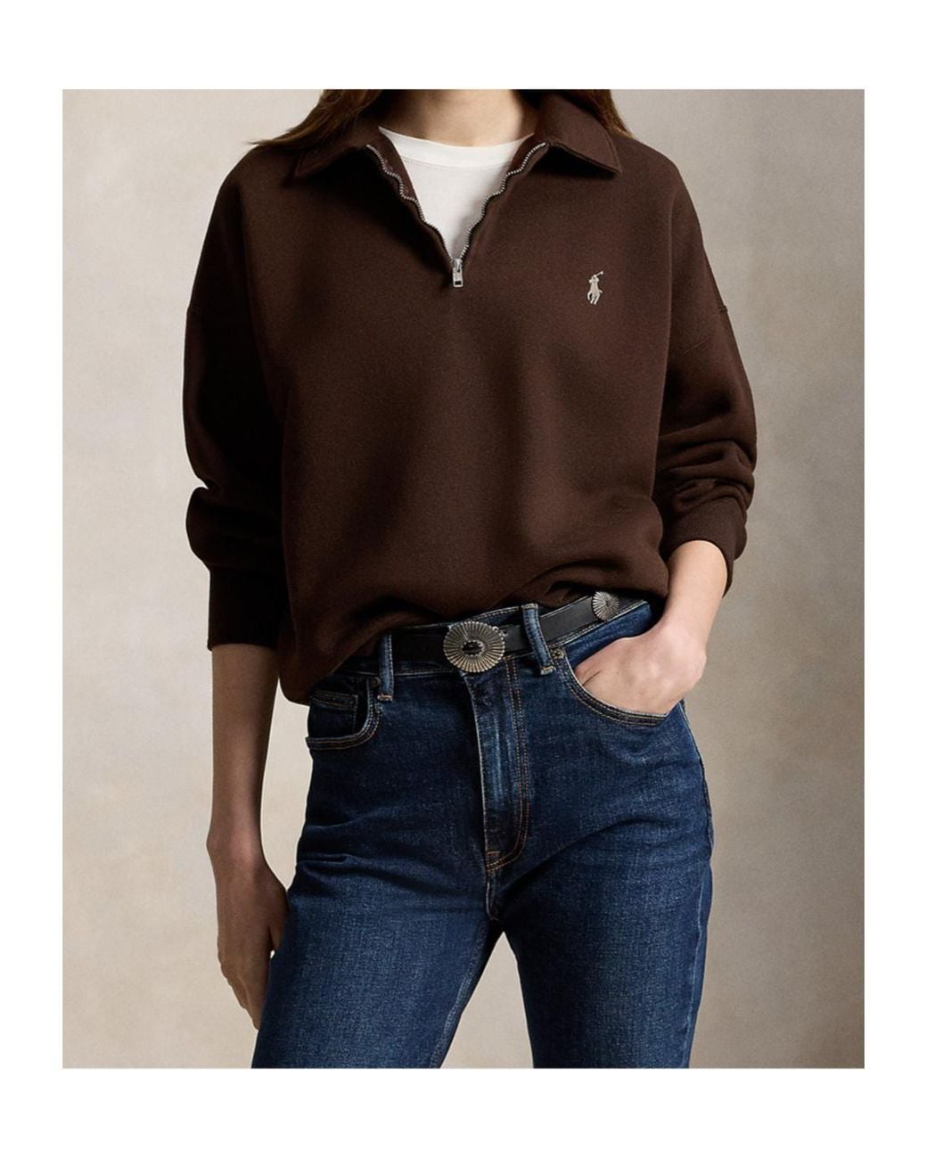 Polo Ralph Lauren Brown High-Neck Sweatshirt
