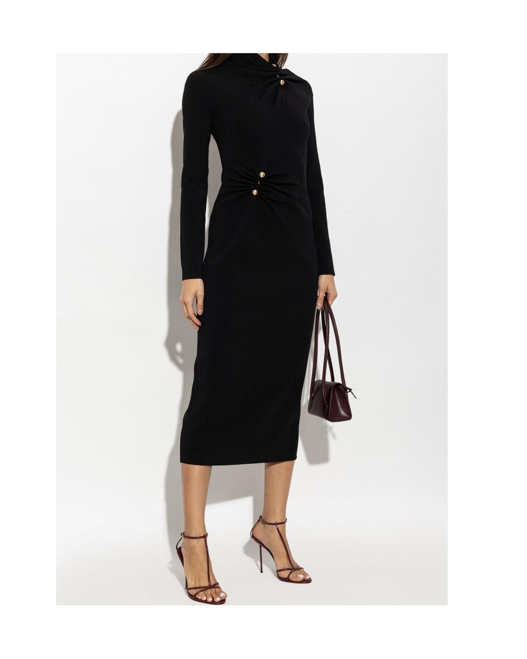 Cult Gaia Black Vera Ruched Midi Dress