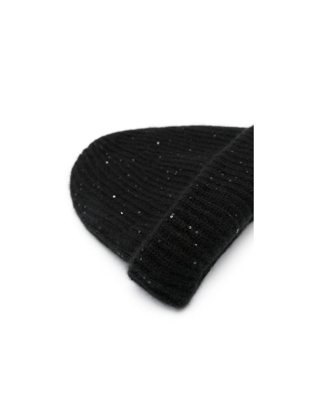 Fabiana Filippi Black Sequin Embellished Ribbed-Knit Beanie