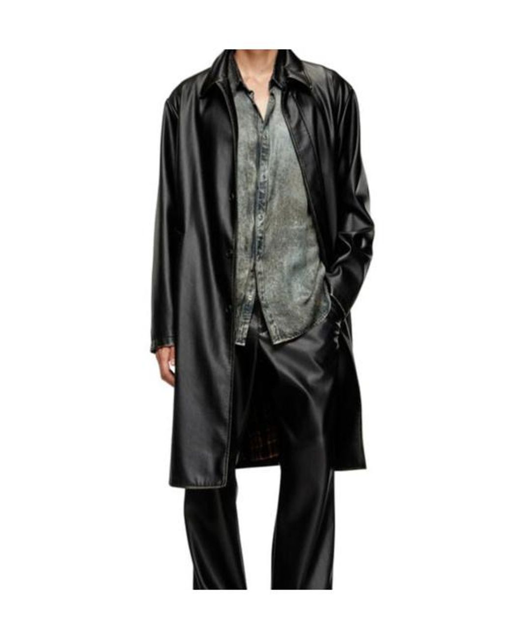 DIESEL Black J-Rivers Faux Leather Coat for men