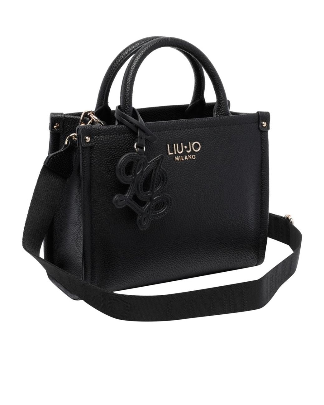 Liu Jo Black Logo Charm Tote Bag