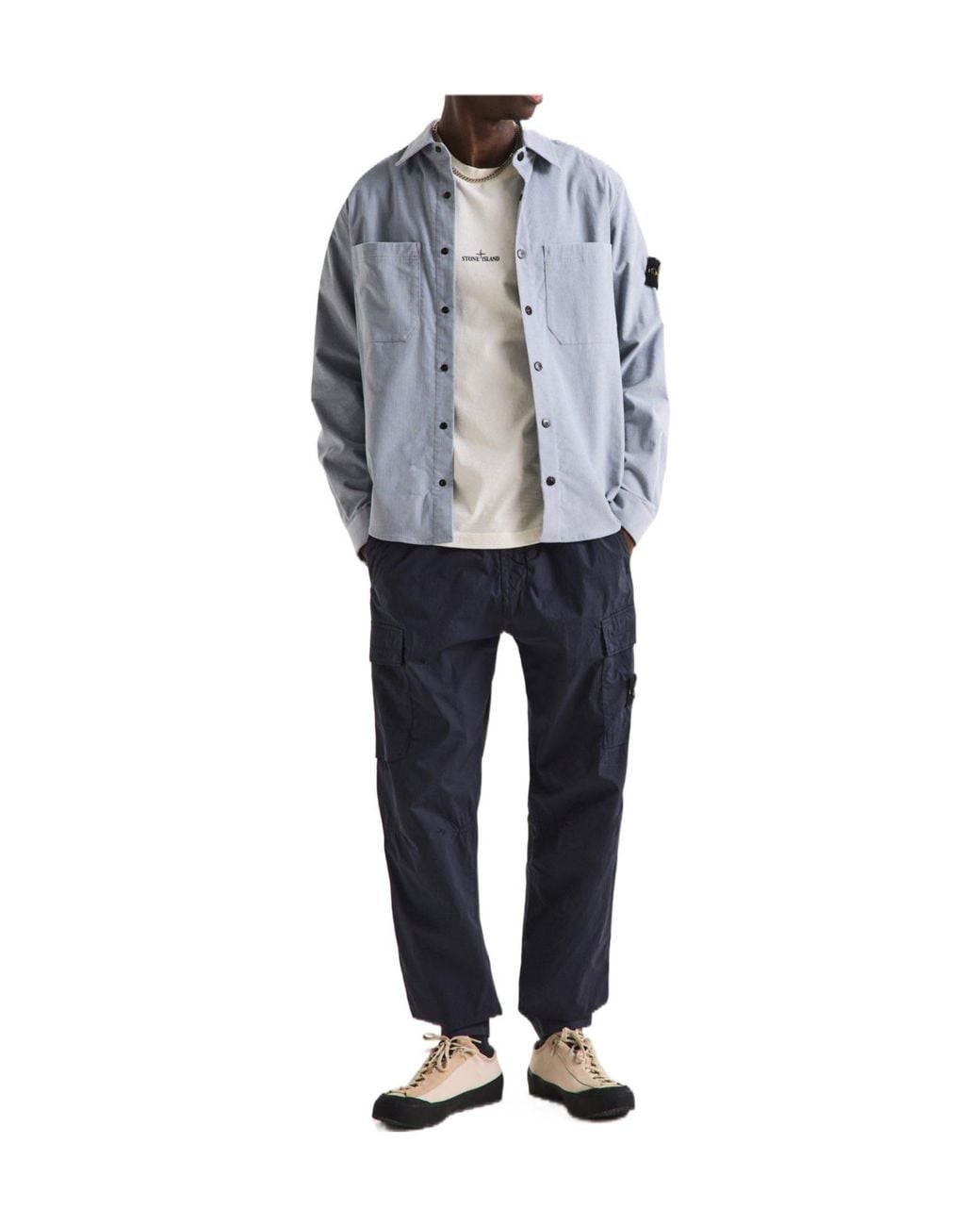 Stone Island Blue Waist Cargo Jogger Pants for men