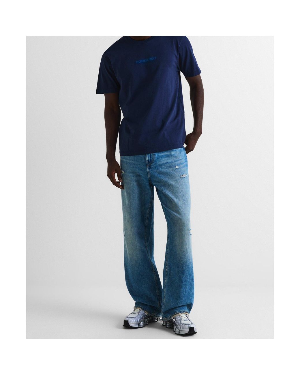 C P Company Blue Logo Crew Neck T-Shirt for men