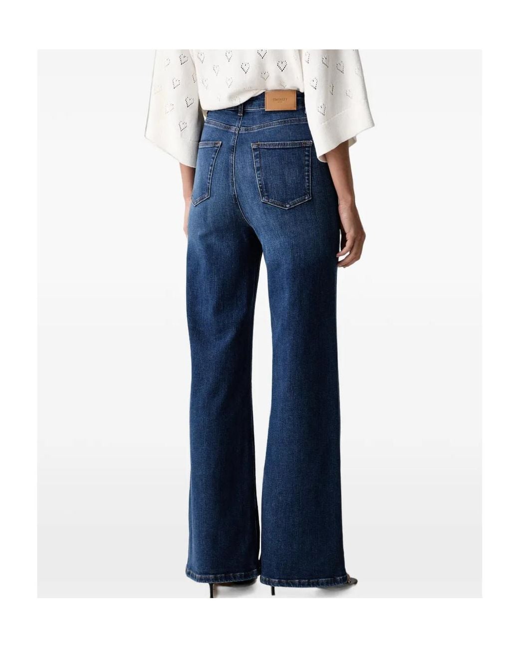 Twinset Blue High-Rise Wide-Leg Jeans