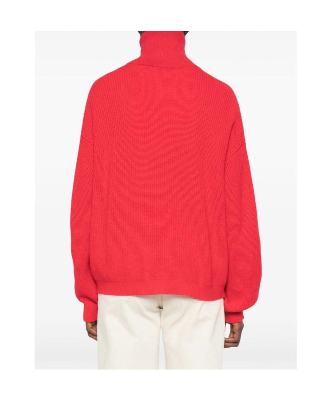 Malo Red Half Zip Turtleneck Knitted Sweater