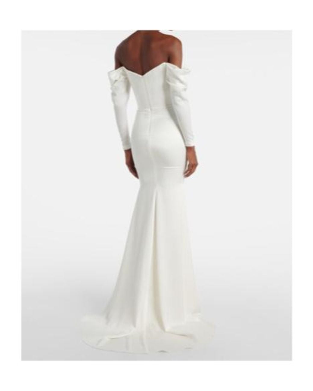 Alex Perry White Bridal Off-Shoulder Crêpe Satin Bustier Gown