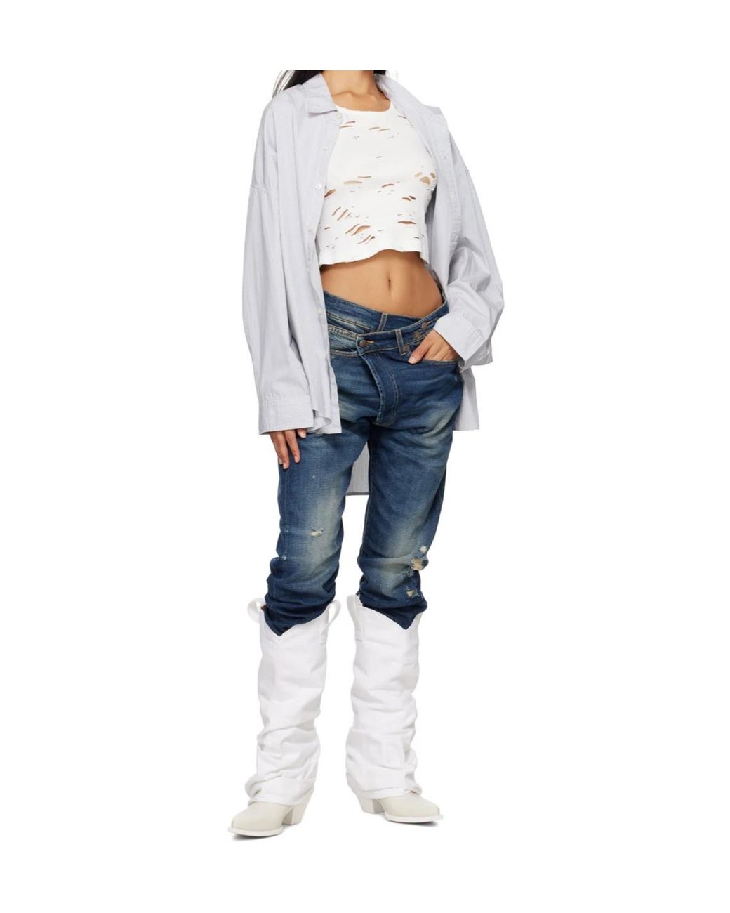 R13 Blue Crossover Denim Pants