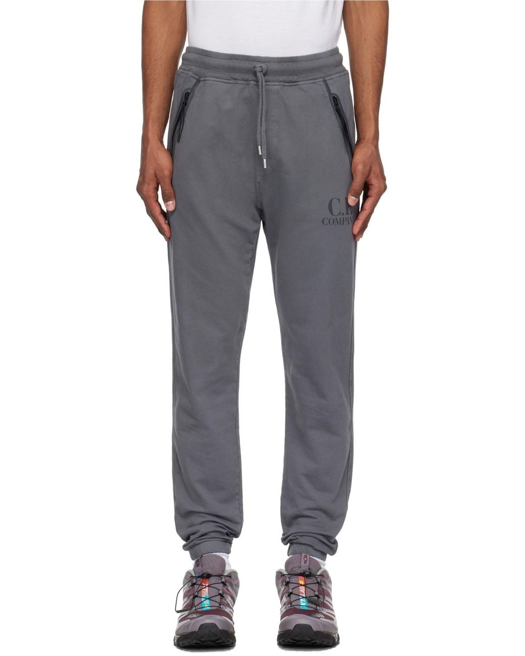 C P Company Gray Logo-Print Sweatpants for men
