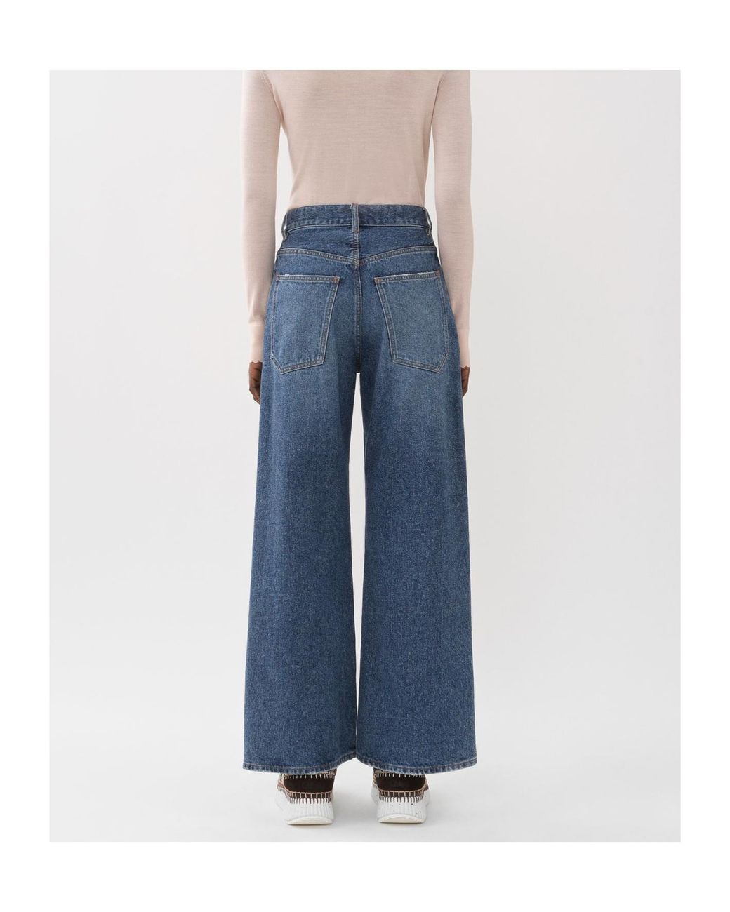 Chloé Blue Chloé Logo Embroidered Wide-Leg Jeans