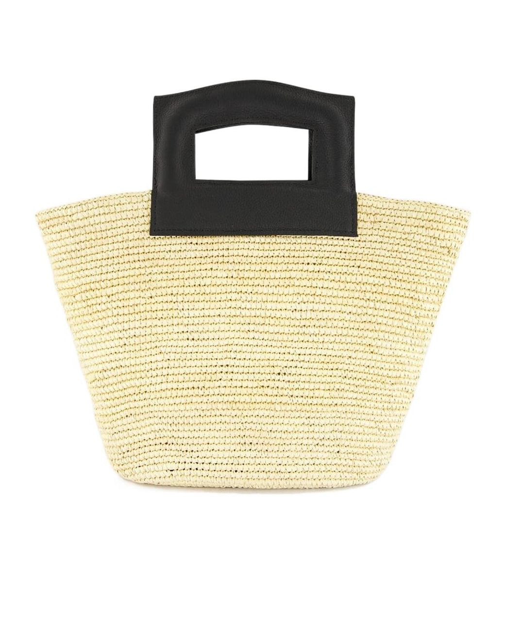 Sensi Studio Metallic Straw Leather-Handle Tote Bag