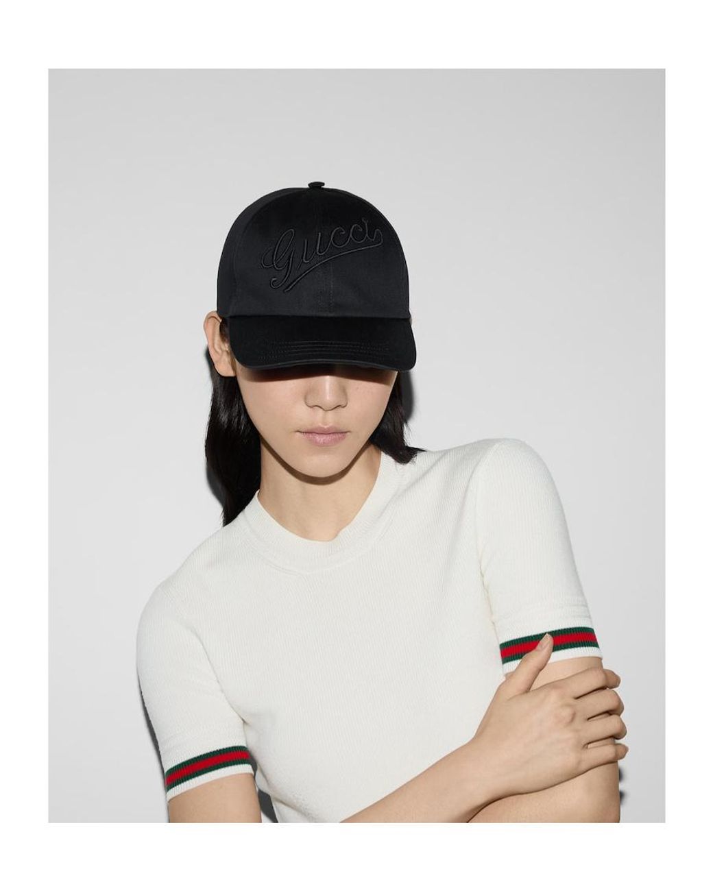 Gucci Black Logo Embroidered Baseball Hat for men