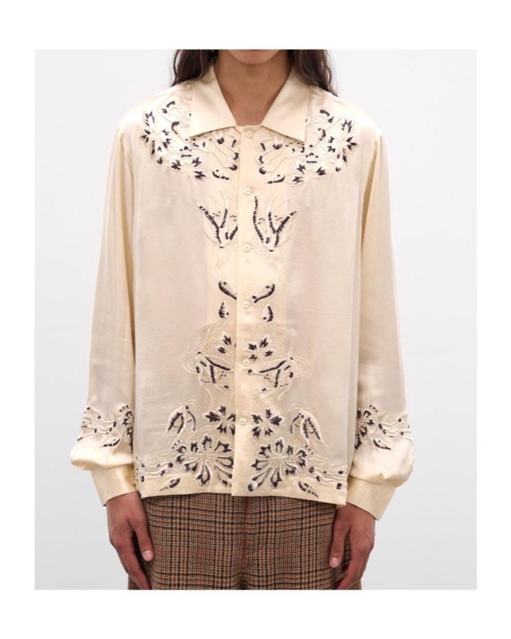 Bode Metallic Phantasm Embroidered Long Sleeved Shirt for men