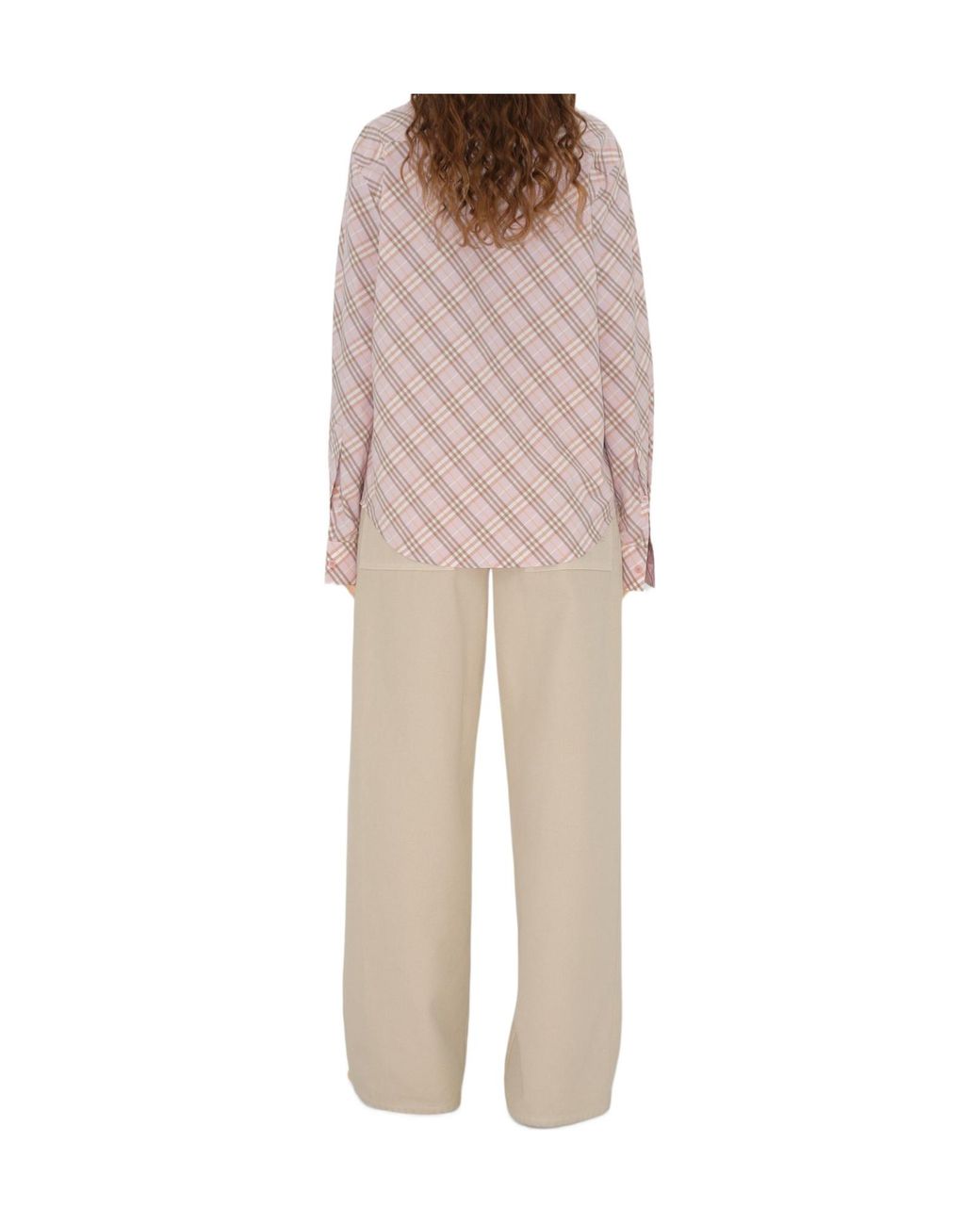 Burberry Pink Logo Embroidered Checkered Shirt