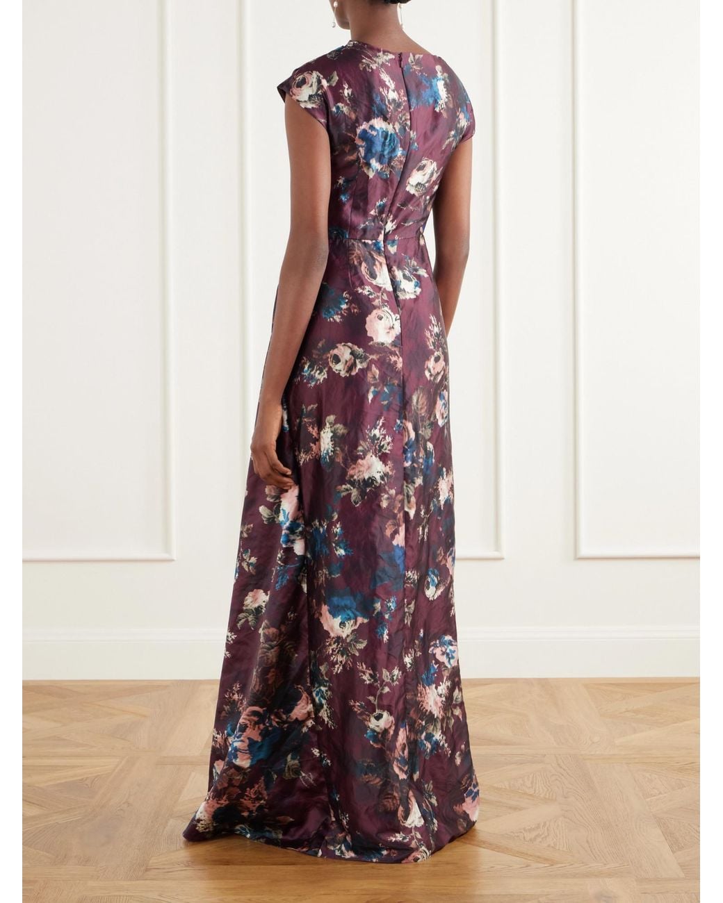 Erdem Purple Metallic Sheen Long Dress