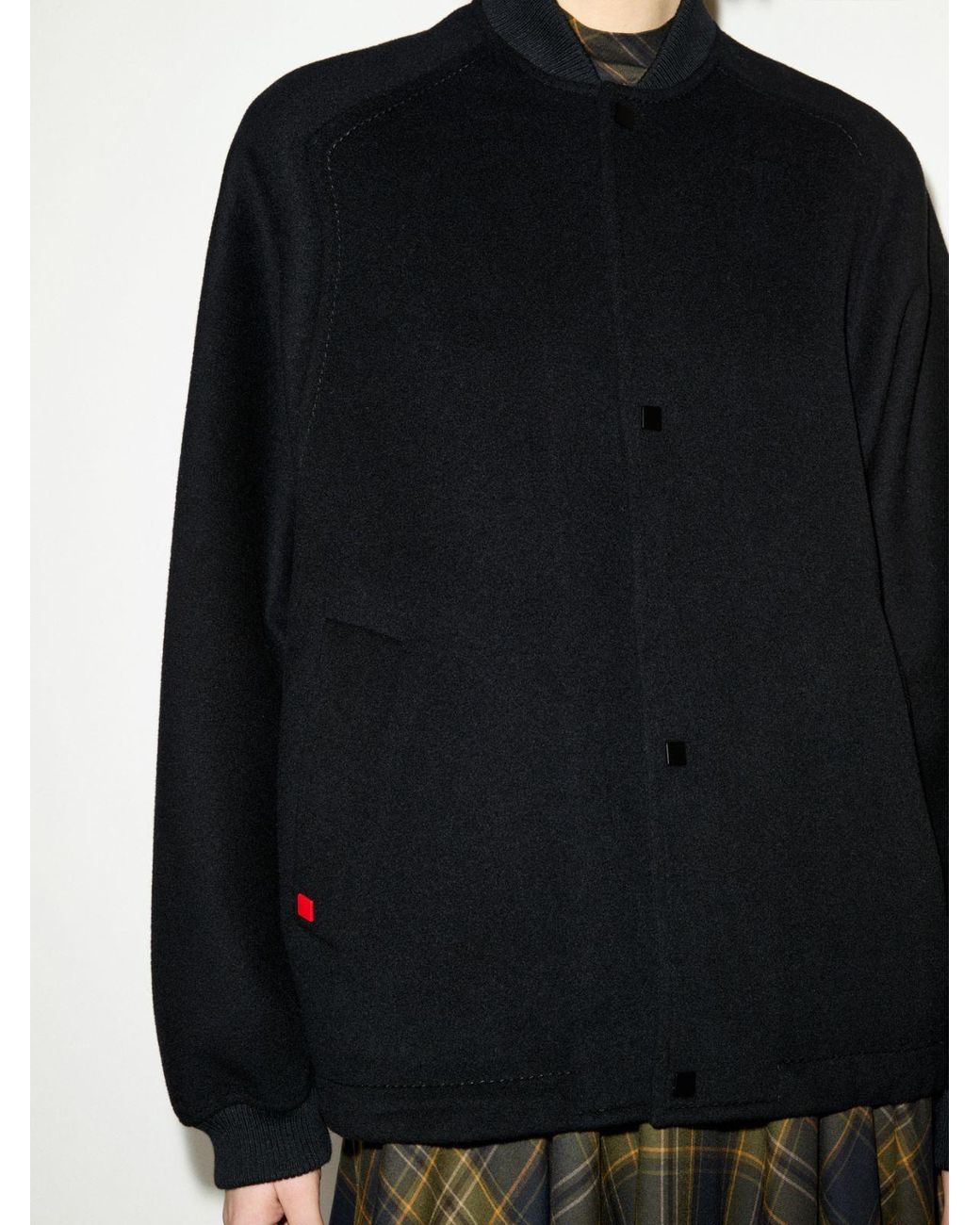 MAX&Co. Black Double-Woven Wool Bomber Jacket