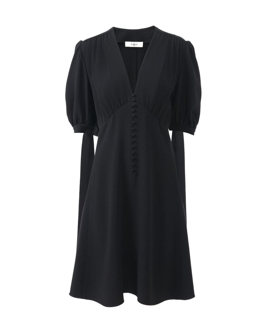 Chloé Black Chloé V-Neck Puff Sleeved Mini Dress
